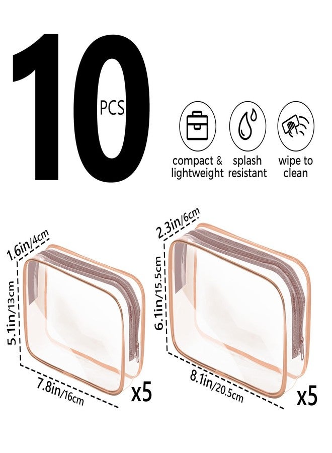 AURUZA 10 Pack Travel Toiletry Bag, Clear Makeup Bag, TSA Approved Cosmetic Bag with Zipper, Clear Organizer Carry on Bag for Women, PVC Cosmetic Pouch for Airport Airline Compliant (Rose Pink, 10 Packs) - Image 2