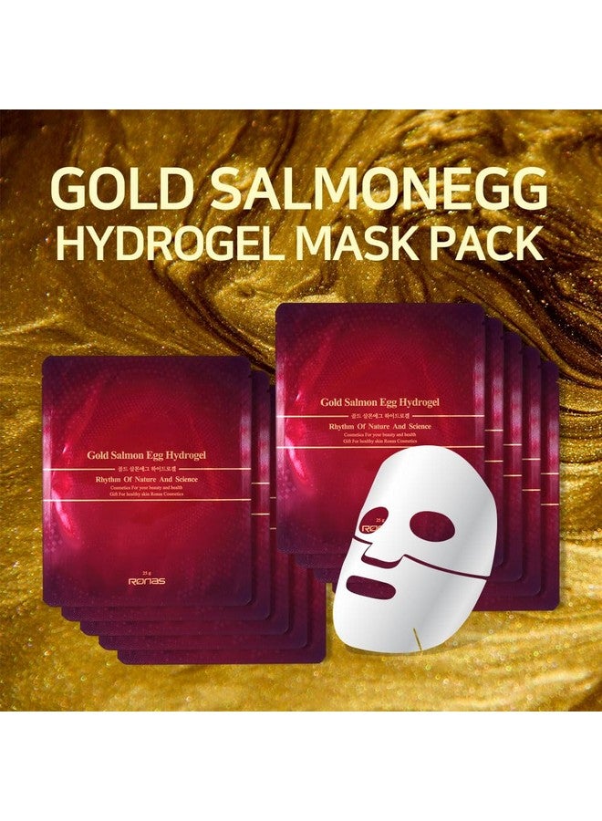 Ronas Gold Salmon Egg Hydrogel Mask With Linelifting Antiwrinkle Hydration Cooling 10Pack - Image 2