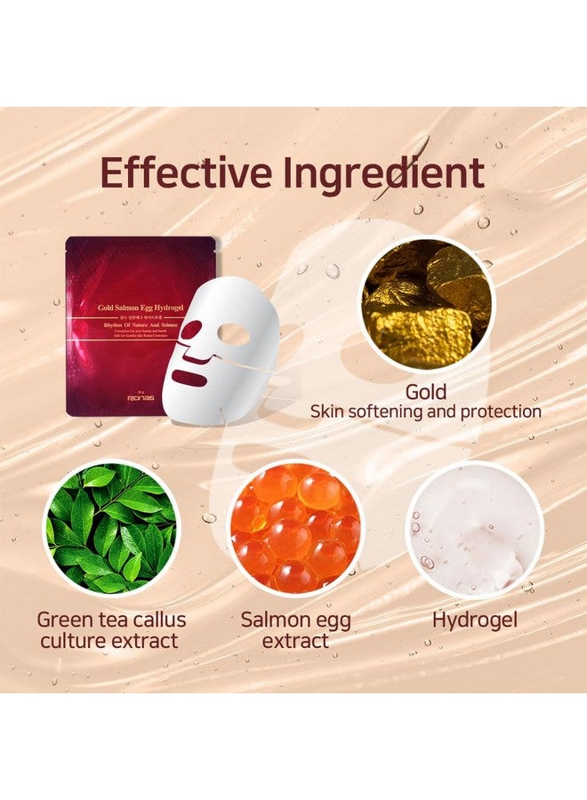 Ronas Gold Salmon Egg Hydrogel Mask With Linelifting Antiwrinkle Hydration Cooling 10Pack - Image 4