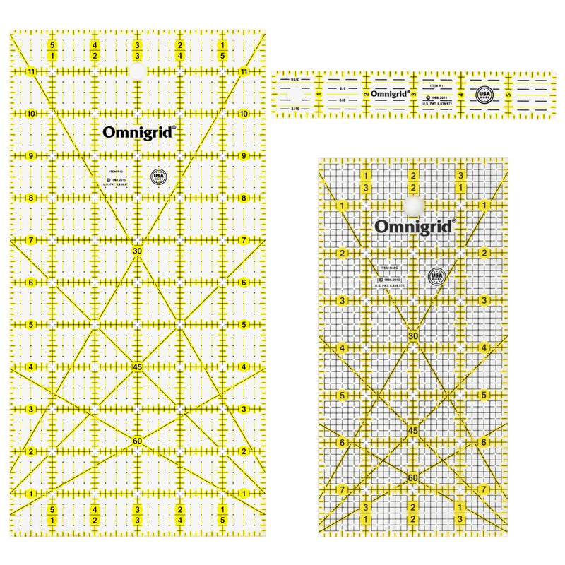 Omnigrid Omnigrid Rectangle Value Pack (1"x6", 4"x8", 6"x12") Quilting Ruler, Clear  - Image 1