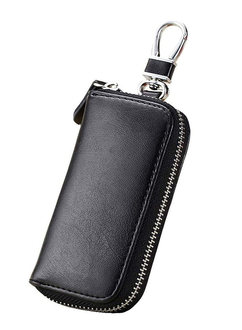 كاست ويف PU Leather Car Key Case Car Smart Key Chain Coin Holder Smart Key Holder Protection Car key Chain Bag Auto Remote Keyring Wallet Key Wallet Card Wallet Leather Wallet Black - Image 1