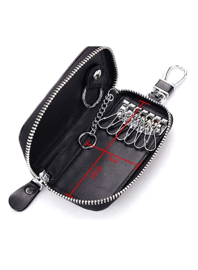 كاست ويف PU Leather Car Key Case Car Smart Key Chain Coin Holder Smart Key Holder Protection Car key Chain Bag Auto Remote Keyring Wallet Key Wallet Card Wallet Leather Wallet Black - Image 3