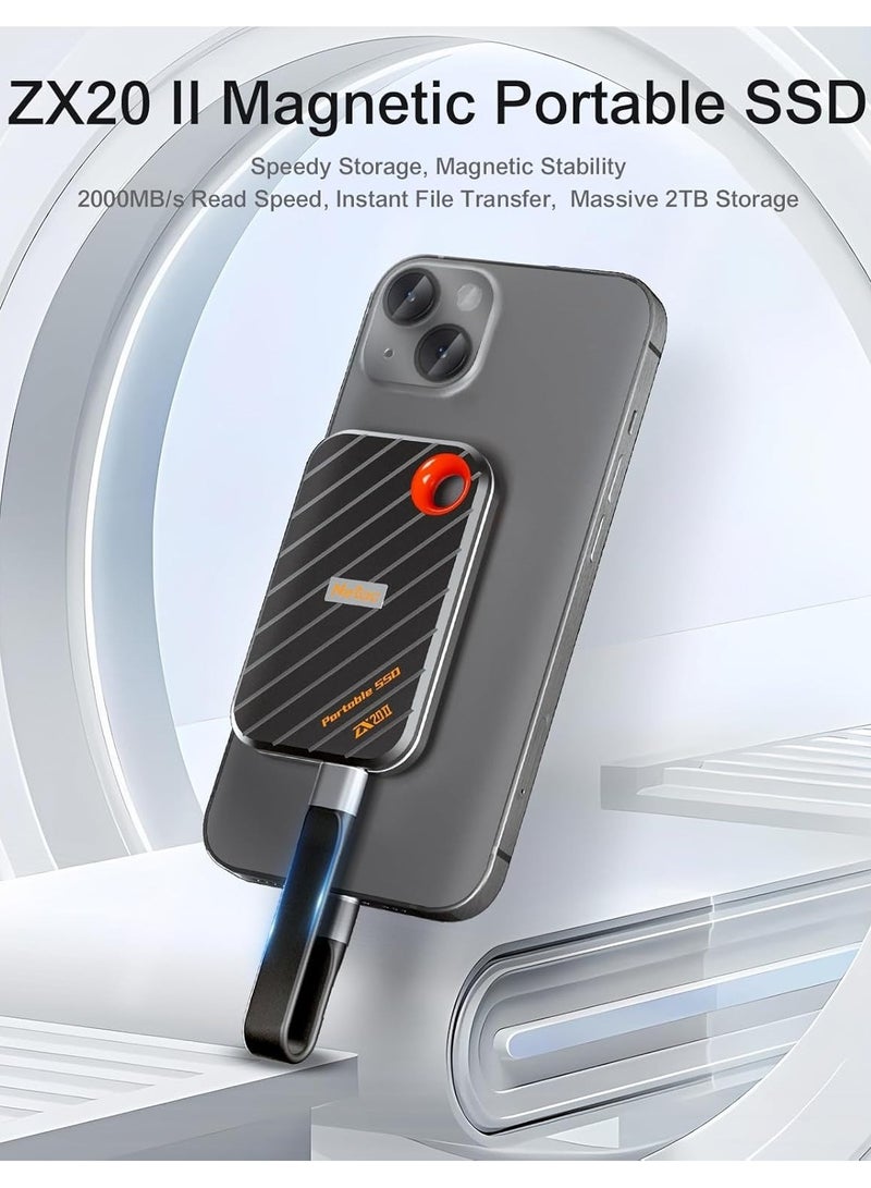 Netac Netac ZX20 II 2TB Portable SSD – NVMe External Solid State Drive, USB 3.2 Type-C, Up to 2000MB/s Read Speed, Shock & Drop Resistant (Magnetic Design) - Image 4