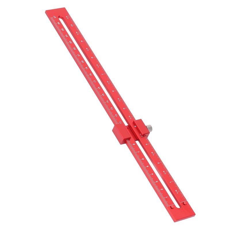 Aluminum Alloy Woodworking Pocket Ruler 300mm Dual Scale T Shape Scribe Adjustable Measuring Tool - Image 4