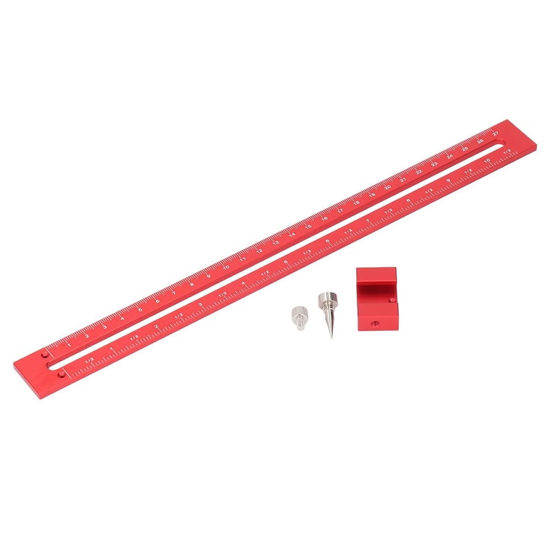 Aluminum Alloy Woodworking Pocket Ruler 300mm Dual Scale T Shape Scribe Adjustable Measuring Tool - Image 2