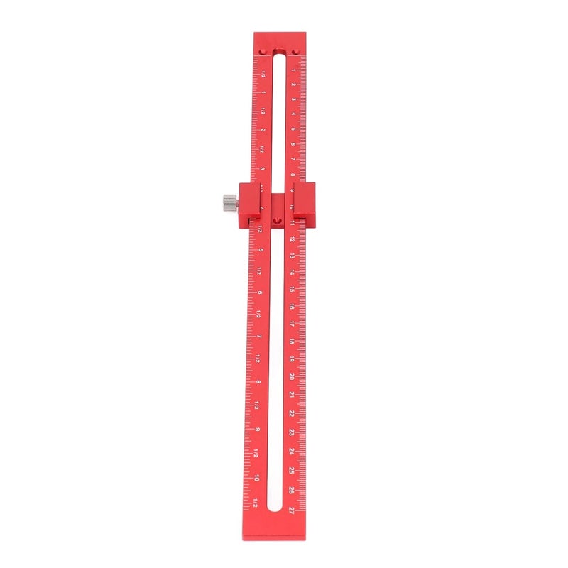 Aluminum Alloy Woodworking Pocket Ruler 300mm Dual Scale T Shape Scribe Adjustable Measuring Tool - Image 3