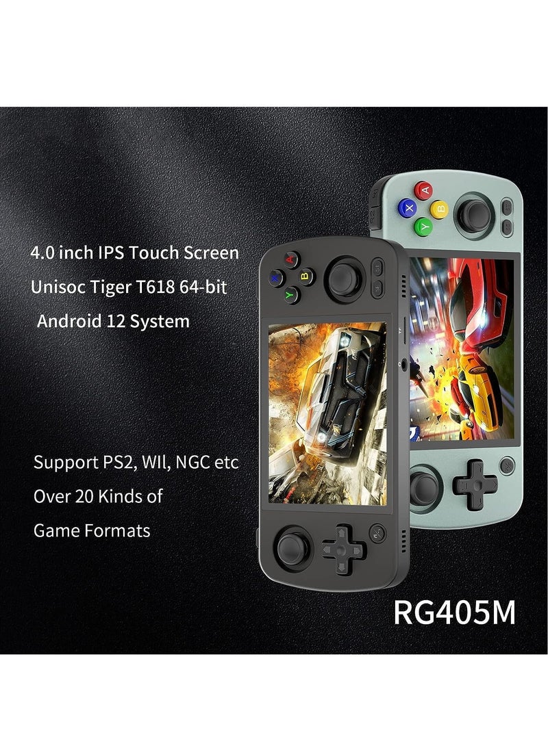 ANBERNIC  - RG405M Retro Handheld Game, Aluminum Alloy Shell, Android 12 System, Comes with 128G TF Card 3172 Games Preloaded, 4-inch IPS Touch Screen (128GB+128GB, Grey) - Image 1