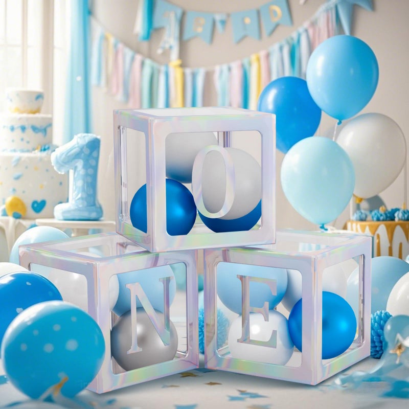 Winrayk 141Pcs Elephant First 1st Birthday Decorations Boy, ONE Box Blue Balloon Arch Backdrop Tablecloth Crown Hat Cake Topper Elephant Hot Air Balloon One Year Old First Birthday Decorations for Boy - Image 4