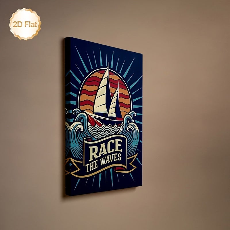 Canvas Print Framed Sailing Boat Ocean Sunset Art - Image 5