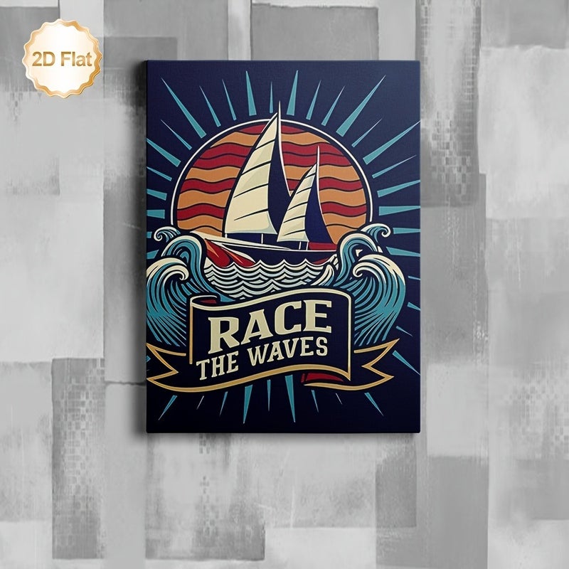 Canvas Print Framed Sailing Boat Ocean Sunset Art - Image 4