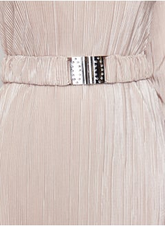 trendyol Gold Belted Pleated Knitted Dress TCTSS24EB00154  - Image 5