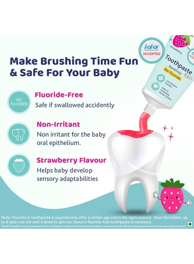 Chicco Toothpaste for Kids, Best for Baby (1y-6y), Strawberry Flavour, 50g | Fluoride-Free & Low Abrasive | Removes Plaque, Helps Prevent Cavities | IDA Accepted - Image 4