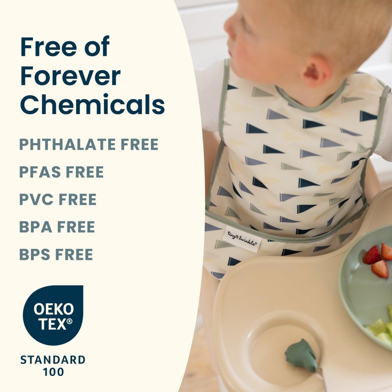 Tiny Twinkle Mess Proof Baby Bibs | 2 Pack Waterproof Toddler Bib for Eating | Baby Apron for Feeding, Machine Washable, Perfect Shower Gift (Sand Cinnamon, 6â€“24M) - Image 3