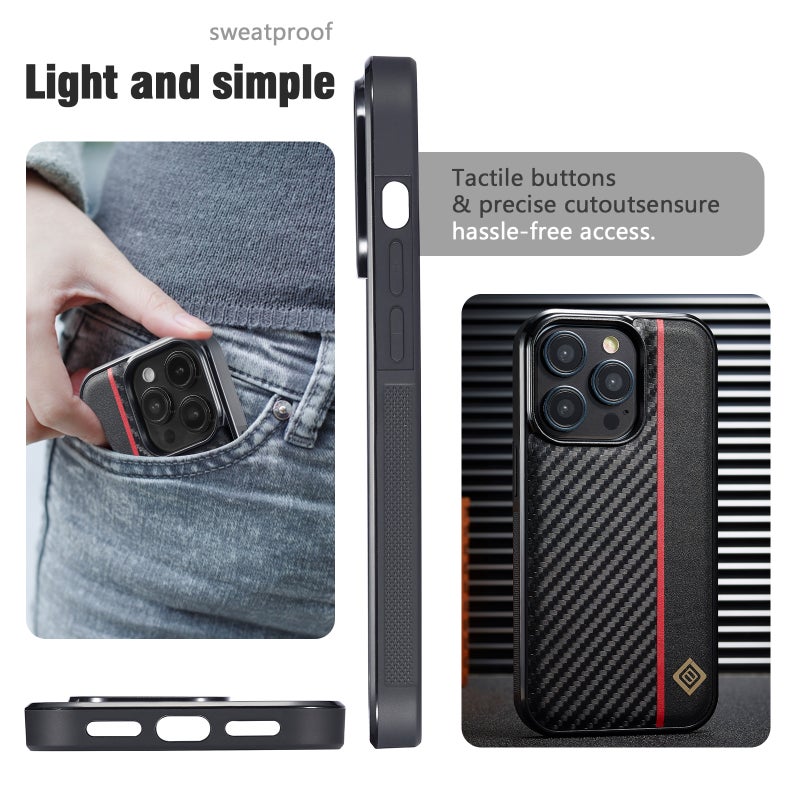 HuHa Case Cover For Samsung Galaxy S23 LC.IMEEKE 3 in 1 Carbon Fiber Texture Shockproof Phone Case(Black) - Image 5