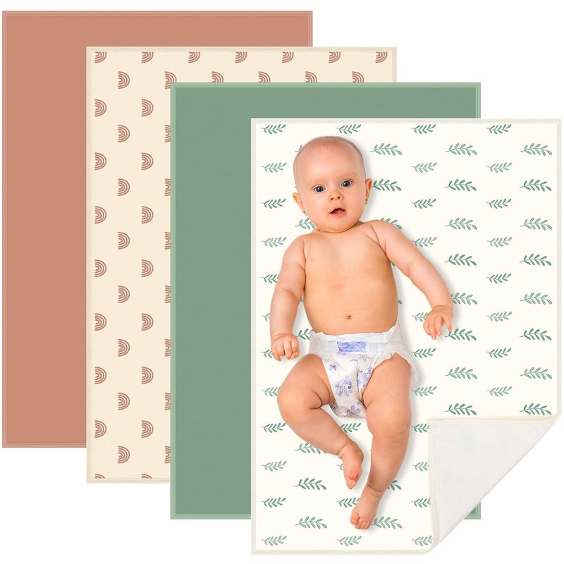 Geelin 4 Pcs 20 x 28 Leather Baby Changing Pad Wipeable Changing Pad Portable Waterproof Diaper Mat for Travel Home Toddler Infant Baby Shower Travel Gift 4 Styles - Image 1