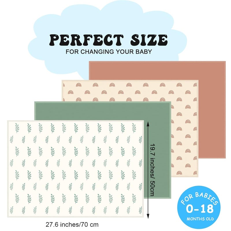 Geelin 4 Pcs 20 x 28 Leather Baby Changing Pad Wipeable Changing Pad Portable Waterproof Diaper Mat for Travel Home Toddler Infant Baby Shower Travel Gift 4 Styles - Image 2