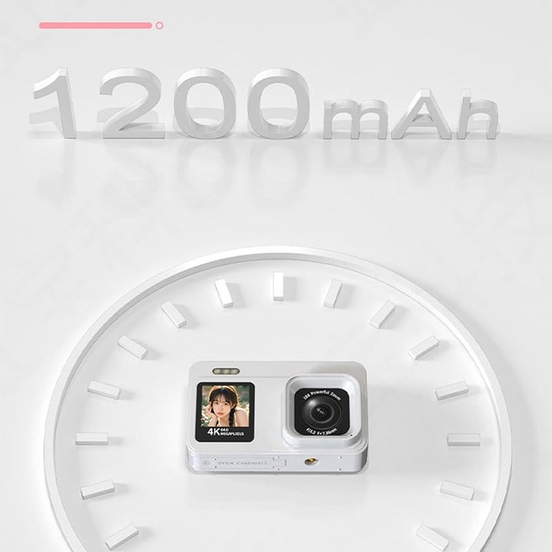 White 4K Digital Camera 64MP Sensor 18x Zoom Dual Screen Portable Vlog Camera - Image 5