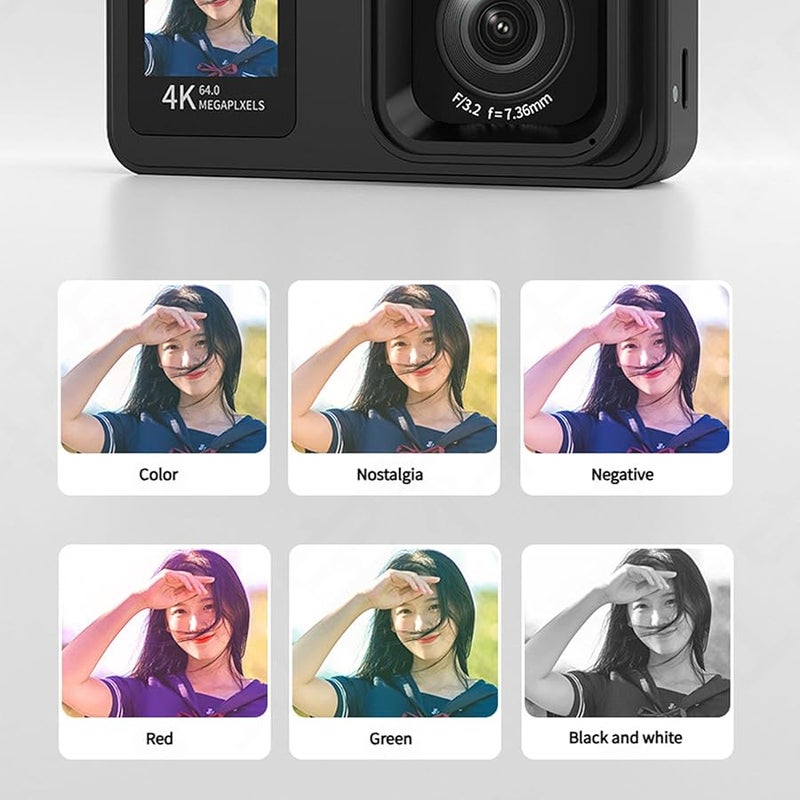 White 4K Digital Camera 64MP Sensor 18x Zoom Dual Screen Portable Vlog Camera - Image 3