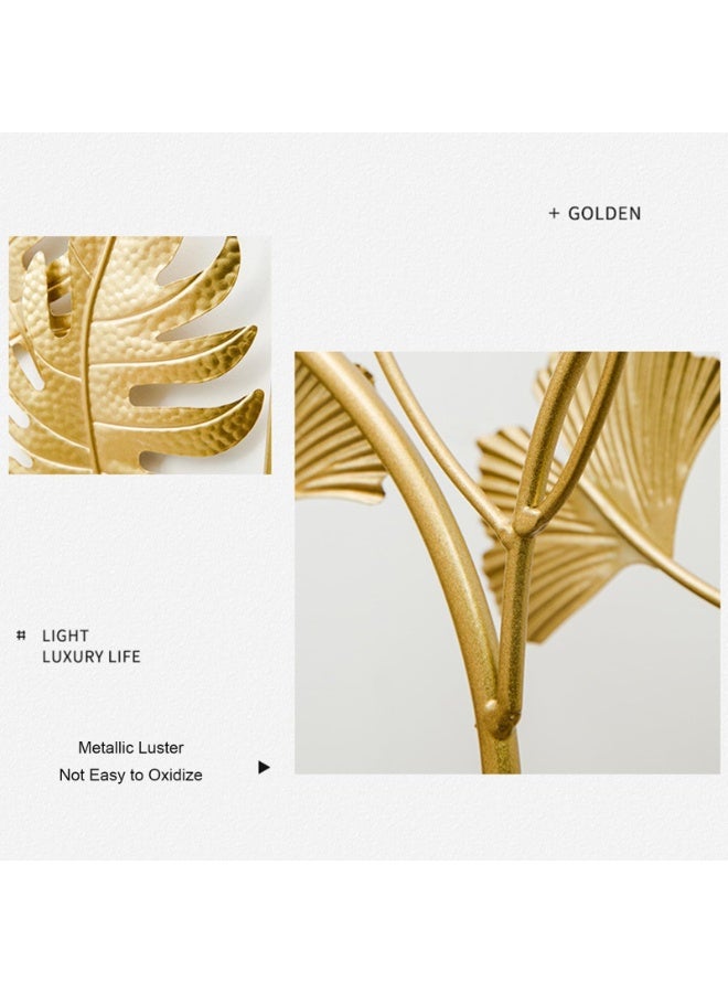 موردلي ديكور جداري ذهبي، لوحة جدارية معدنية معلقة على شكل أوراق شجر جنكة ثلاثية الأبعاد، مناسبة لغرفة المعيشة وغرفة النوم والمكتب، ديكور عصري، مقاس 60 × 40 سم. - Image 5