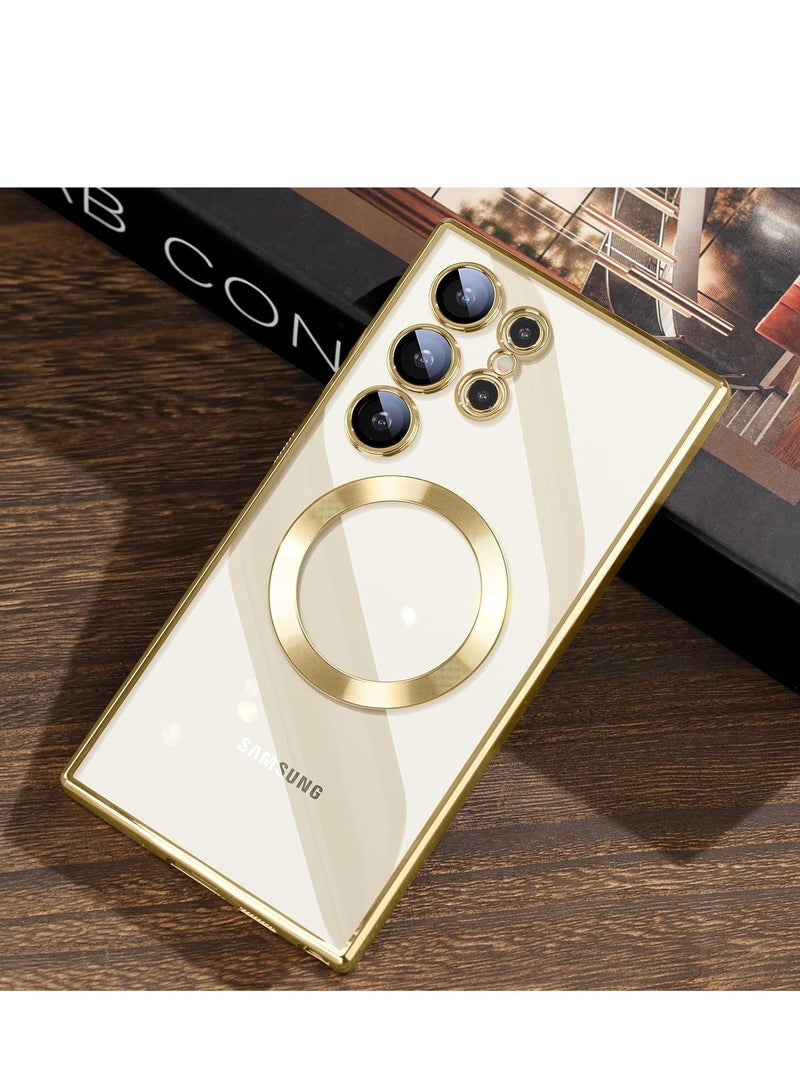 Arabest for Samsung Galaxy S24 Ultra Case for MagSafe (With Integrated Camera Protection) [TOP N56 Strong Magnets] Phone Case Samsung S24 Ultra 5G for Galaxy S24 Ultra Cover - Gold Titanium - Image 1