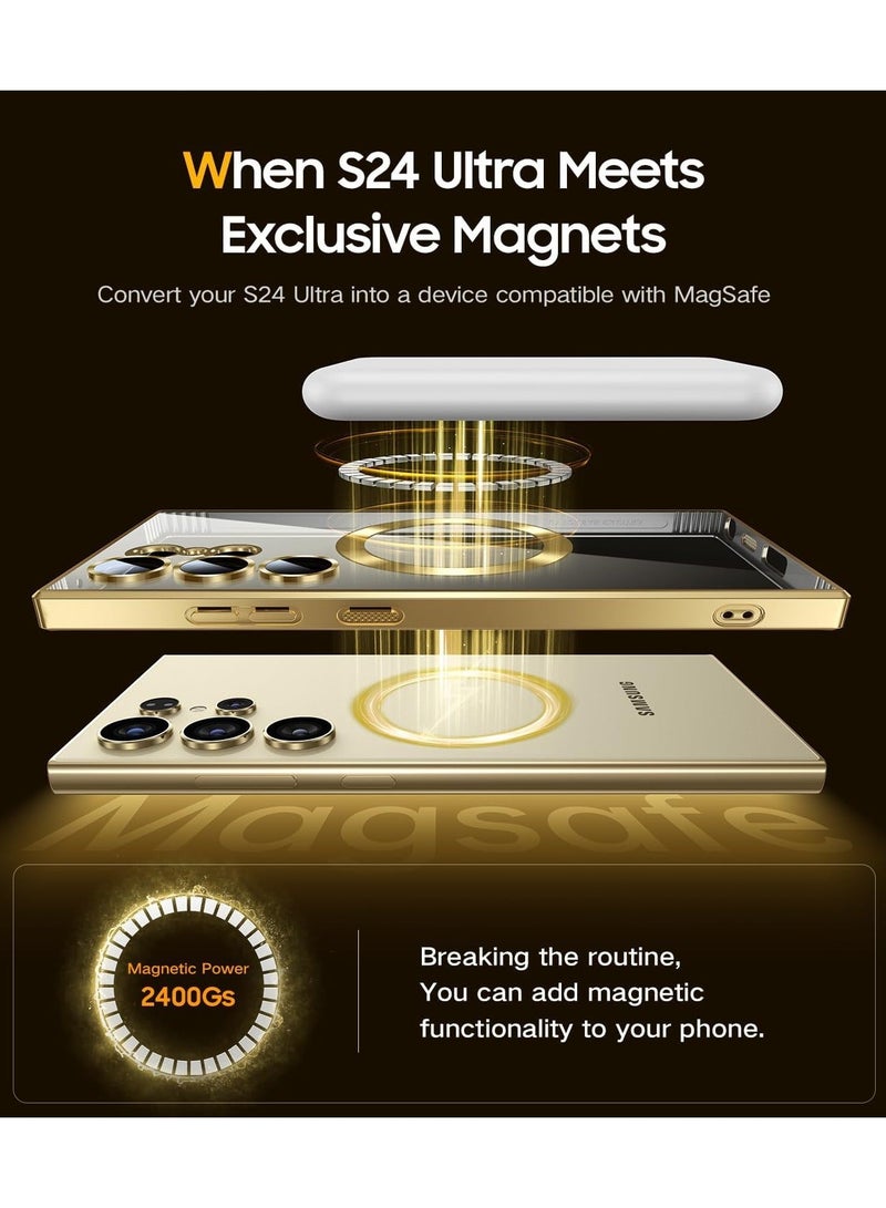 Arabest for Samsung Galaxy S24 Ultra Case for MagSafe (With Integrated Camera Protection) [TOP N56 Strong Magnets] Phone Case Samsung S24 Ultra 5G for Galaxy S24 Ultra Cover - Gold Titanium - Image 2