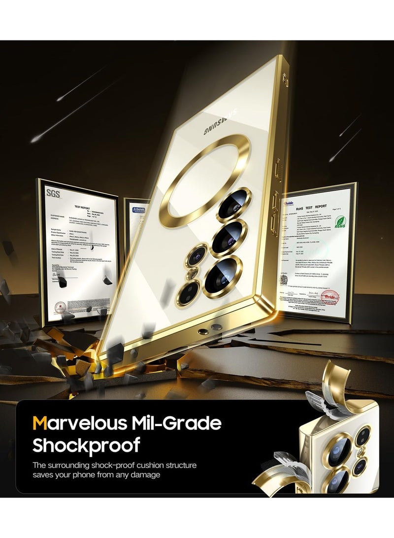 Arabest for Samsung Galaxy S24 Ultra Case for MagSafe (With Integrated Camera Protection) [TOP N56 Strong Magnets] Phone Case Samsung S24 Ultra 5G for Galaxy S24 Ultra Cover - Gold Titanium - Image 4