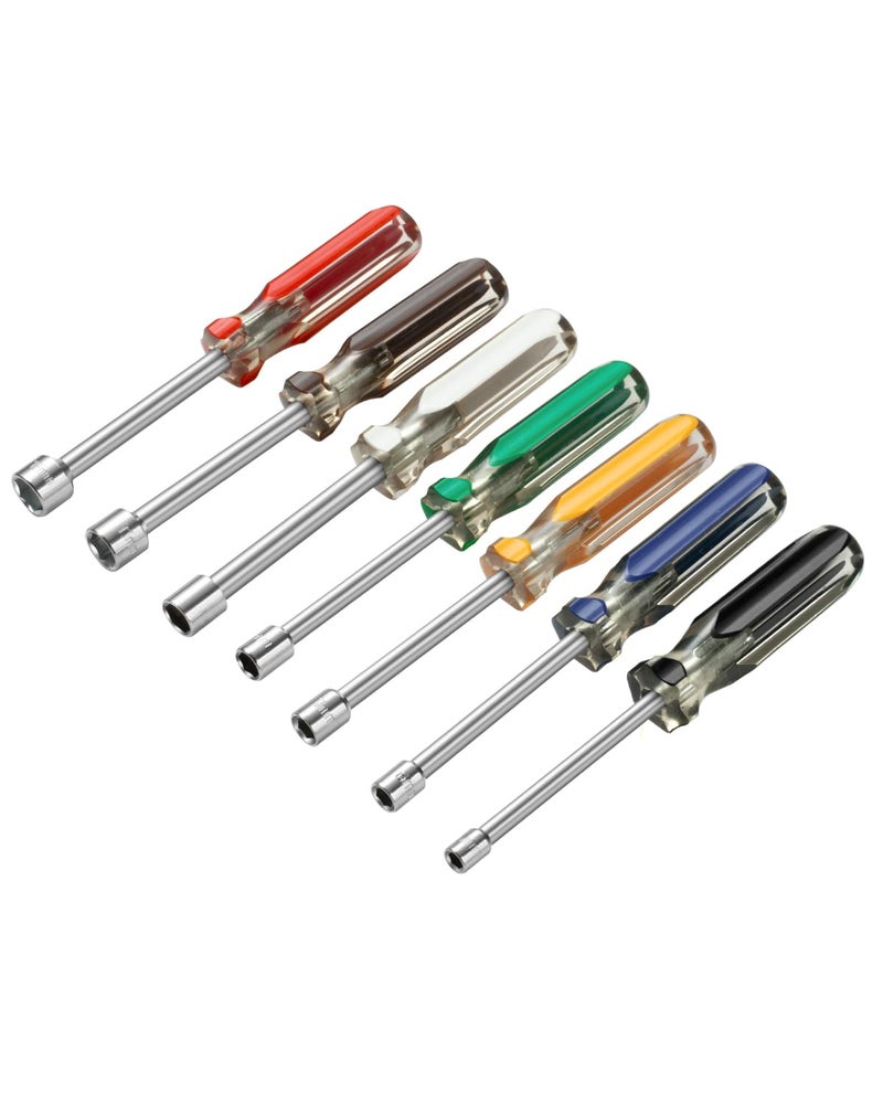ROTATION 7PC Metric Nut Driver Set - 5-12mm Hex Drivers for Bolts Nuts Fasteners, Color-Coded Non-Slip PVC Grips - Image 1