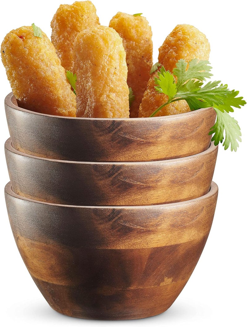 Table Concept Bowl Set Premium Acacia Wood Bowls Food Prep Dip Bowls Candy Dish Bowl Home Decor Housewarming Gifts  4 Set of 3 - Image 1