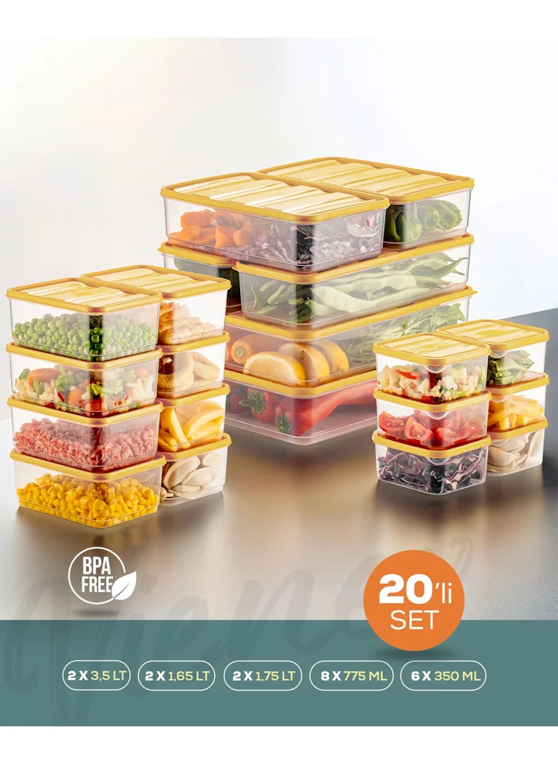 فينيف 20 LI Refrigerator Organizer Microwaveable Freezer Storage Container Yellow
