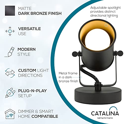 Catalina Lighting Modern Multipurpose Spotlight Desk or Wall Mount Accent Lamp, 6", Dark Bronze, Pack of 1 - Image 2