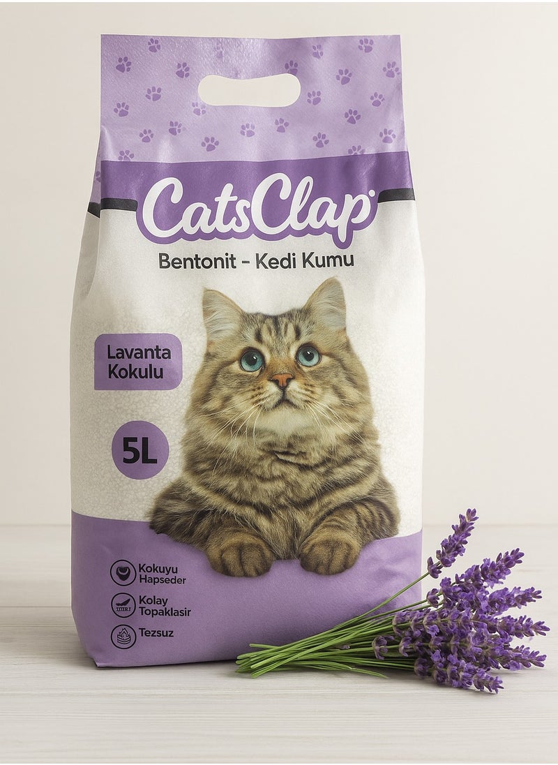 Generic - Cat litter - made from carbon bentonite by catsclap – with the scent of perfumed lavender – 5-liter capacity – Made in Turkey. - Image 1
