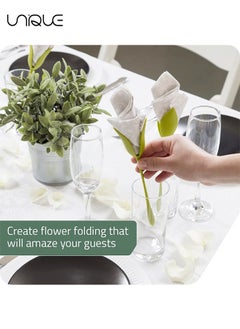 Unique Bloom Napkin Holders for Tables, Set of 4 Green Stemmed Plastic Twist Flower Buds Serviette Holders Plus White Napkins for Making Original Table Arrangements  - Image 4