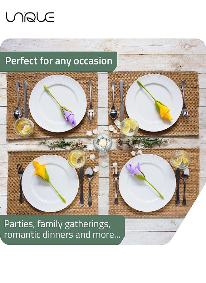 Unique - Bloom Napkin Holders for Tables, Set of 4 Green Stemmed Plastic Twist Flower Buds Serviette Holders Plus White Napkins for Making Original Table Arrangements - Image 1