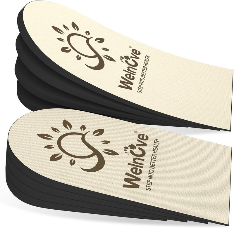 Welnove Adjustable Heel Lift Inserts for Shoes - Welnove 4 Layers Orthopedic Shoe Lifts for Women Uneven Legs Leg Length Discrepancy Heel Pain - Heel Insert (Beige,Size L Pack of 2) 