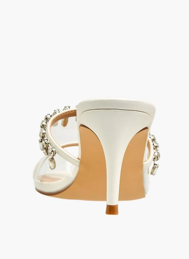 Flora Bella By Shoexpress WHITE Flora Bella Women Embellished Stiletto Heel Sandals for Women | Best Price UAE