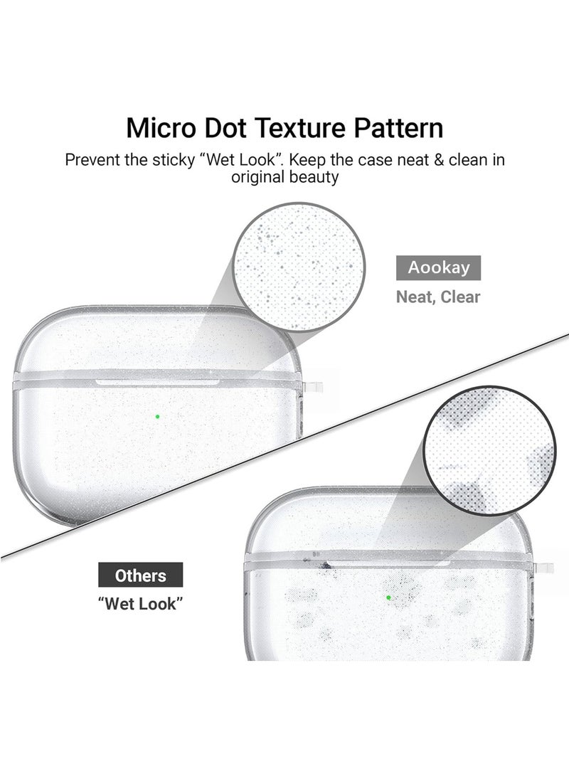 Aookay for Airpods Pro 3 Case Clear Glitter, Sparkle Bling Clear Case for Airpods Pro 3rd Generation Case Cover 2025, Shockproof Cute Soft TPU Case with Carabiner (Glitter Clear) - Image 4