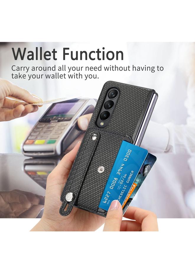 اس-توب جراب لهاتف Samsung Galaxy Z Fold3 مع سوار معصم ومسند وبطاقة ومحفظة وغطاء خلفي وحافظة هاتف - Image 5