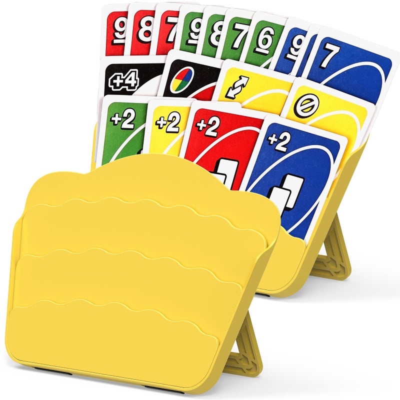 Tenyond Card Holders for Playing Cards 2 Pack Playing Card Holder wFoldable Stand for Stocking Stuffer Travel Game for Senior Little or Arthritis Hand UNO Poker or Holiday Game Night Yellow - Image 3