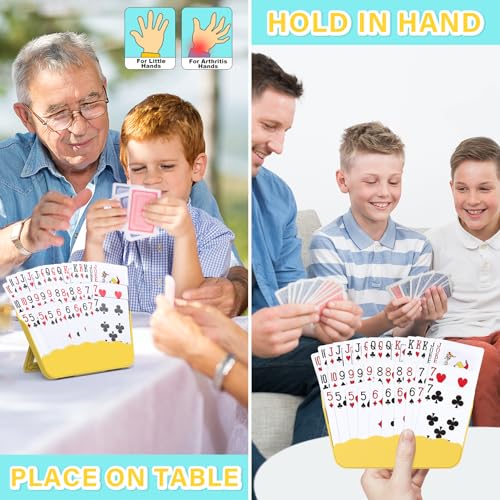 Tenyond Card Holders for Playing Cards 2 Pack Playing Card Holder wFoldable Stand for Stocking Stuffer Travel Game for Senior Little or Arthritis Hand UNO Poker or Holiday Game Night Yellow - Image 5