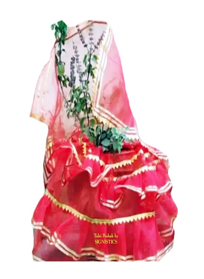 SIGNISTICS Tulsi Dress Poshak for Tulsi Plant Pot On Tulsi Vivah Navratri & All Occasion (Lehga & Chunni) (Pack of One Dress Any One Color Assorted) - Image 1
