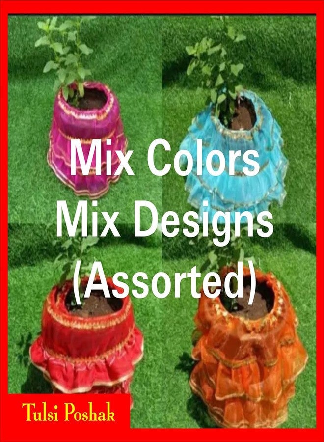 SIGNISTICS Tulsi Dress Poshak for Tulsi Plant Pot On Tulsi Vivah Navratri & All Occasion (Lehga & Chunni) (Pack of One Dress Any One Color Assorted) - Image 5