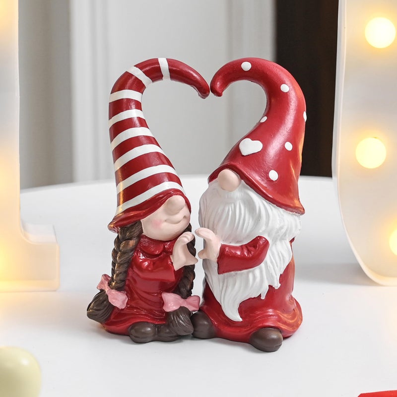 AOMOONOA Valentines Day Gnomes Decor, 2Pcs Heart Couple Gnome Gift for Her, Valentines Gnome Figurines Decorations for Home Table, Mantel, Wedding Tiered Tray Decor - Image 1