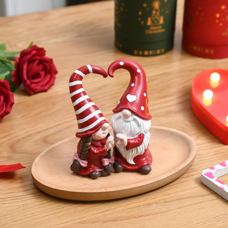 AOMOONOA Valentines Day Gnomes Decor, 2Pcs Heart Couple Gnome Gift for Her, Valentines Gnome Figurines Decorations for Home Table, Mantel, Wedding Tiered Tray Decor - Image 4