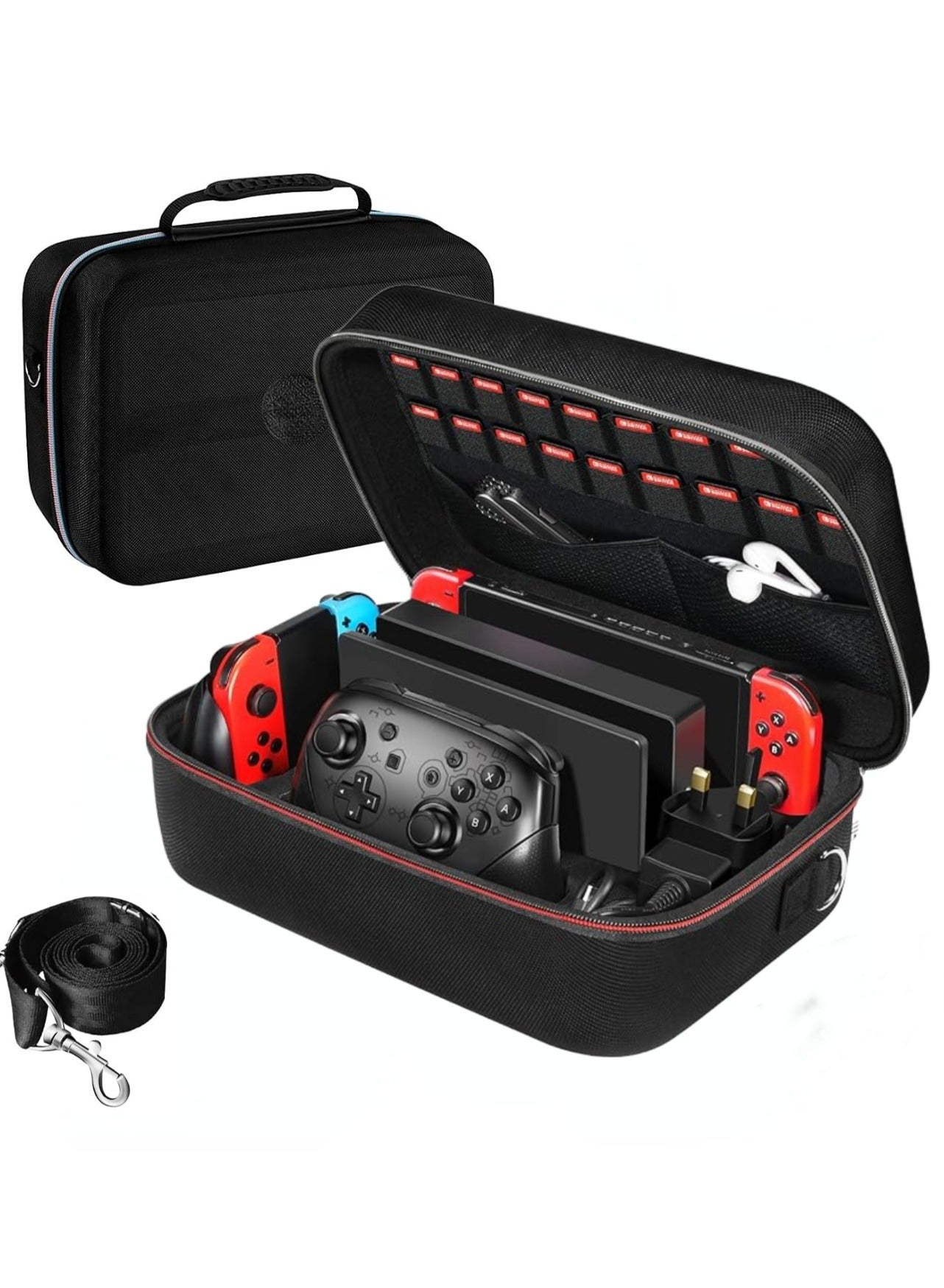 BEILINGDUN Carrying Storage All in One Case for Nintendo Switch 2 (2025),Portable Travel All Protective Hard Messenger Bag Soft Lining 20 Games for Switch 2 Console Pro Controller Accessories Black