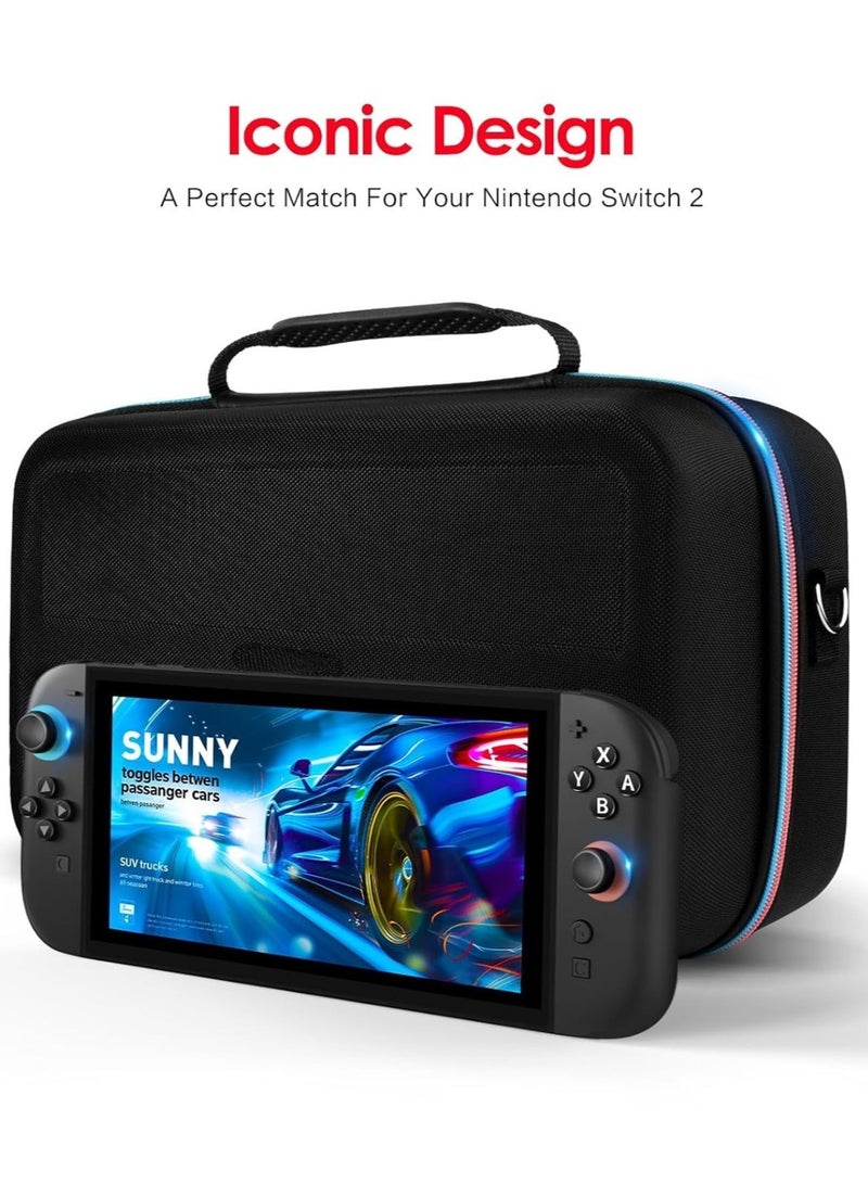 BEILINGDUN Carrying Storage All in One Case for Nintendo Switch 2 (2025),Portable Travel All Protective Hard Messenger Bag Soft Lining 20 Games for Switch 2 Console Pro Controller Accessories Black - Image 3