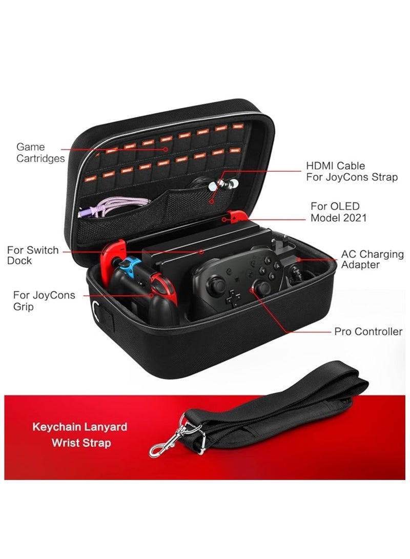 BEILINGDUN Carrying Storage All in One Case for Nintendo Switch 2 (2025),Portable Travel All Protective Hard Messenger Bag Soft Lining 20 Games for Switch 2 Console Pro Controller Accessories Black - Image 5