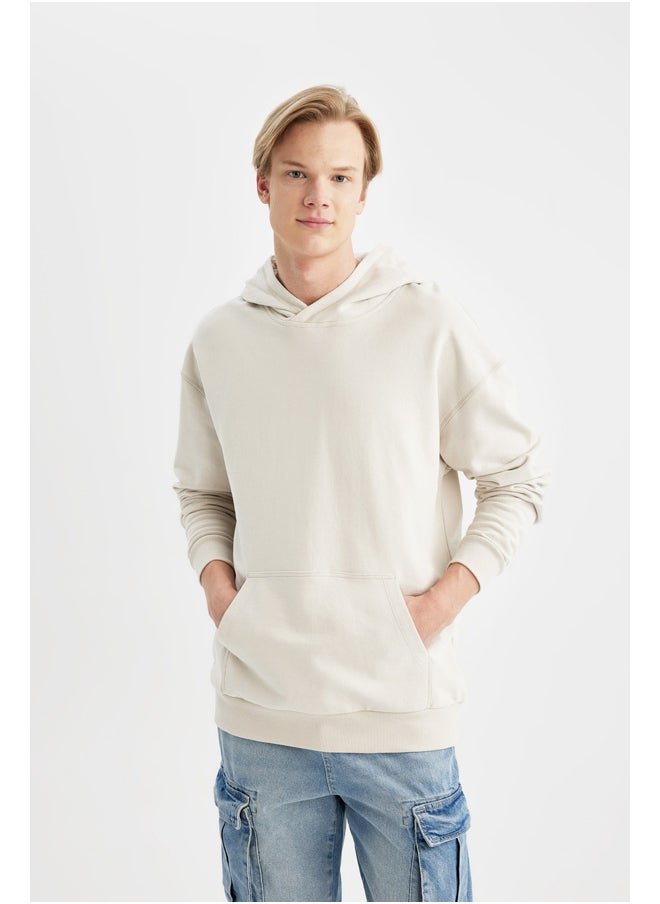 DeFacto - Man Comfort Fit Hooded Long Sleeve Knitted Sweat Shirt - Image 1