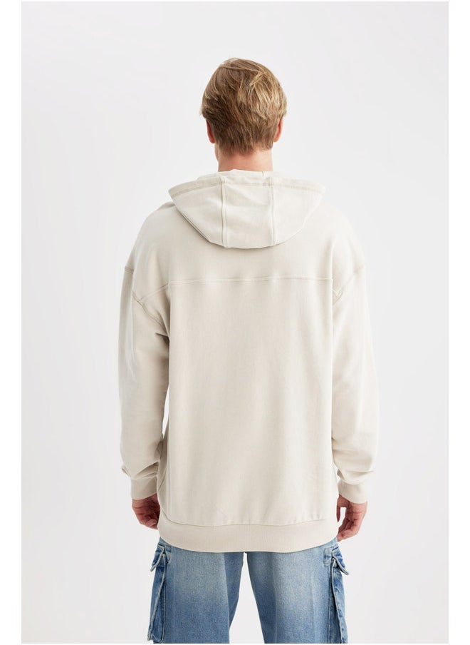 DeFacto - Man Comfort Fit Hooded Long Sleeve Knitted Sweat Shirt - Image 1