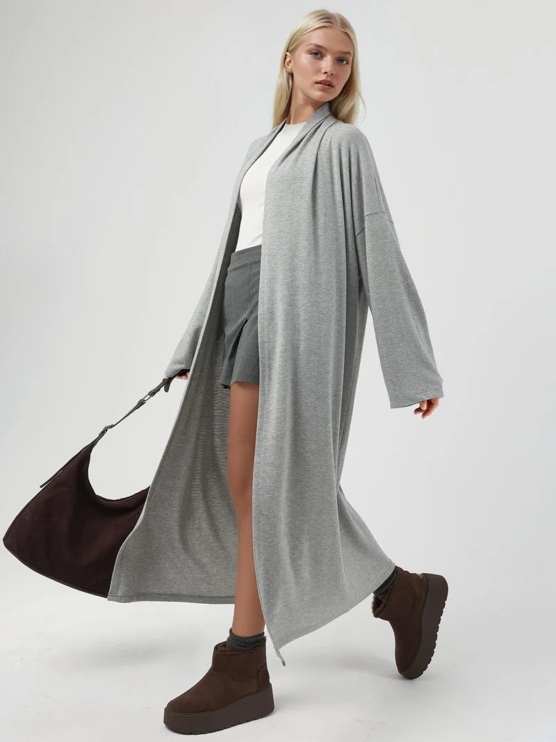 بوسيم كارديجان بوشم طويل بياقة مفتوحة محبوك مطاطي