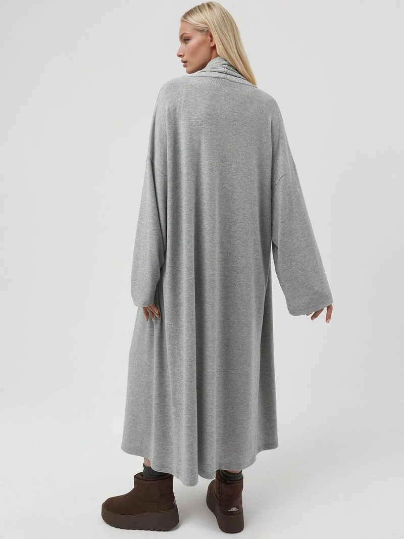 Busem Relaxed Fit Longline Open-Front Shawl Collar Knit Cardigan - Image 3
